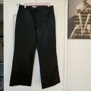 Black Satin Cropped Stretch Women's Trousers